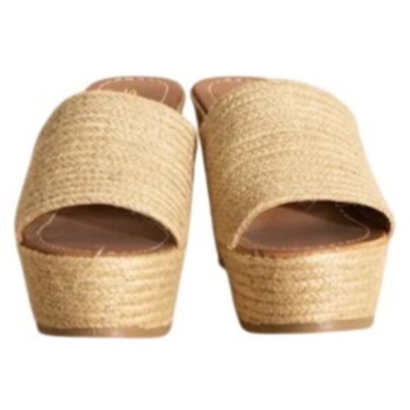 SODA Bounty-S Wedge Platform Heel Slide Raffia, size 10 - Picture 4 of 9